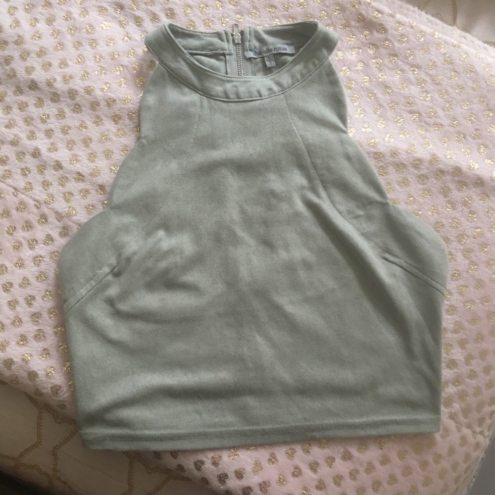 Charlotte Russe sea foam green faux suede crop top